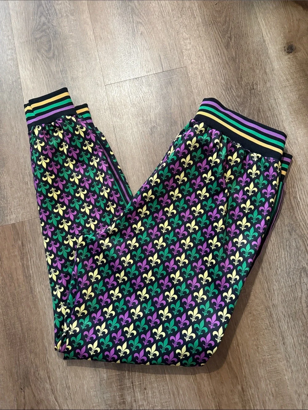 Desiree Collection NOLA fleur-de-lis print jogger pants size XL - Picture 4 of 14
